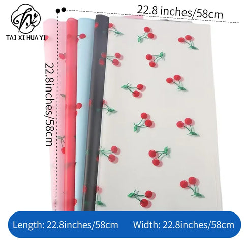 Cherry Flower DIY Handmade Bouquet Packaging Paper Korean Su Plastic Single Side Coated Semi Transparent
