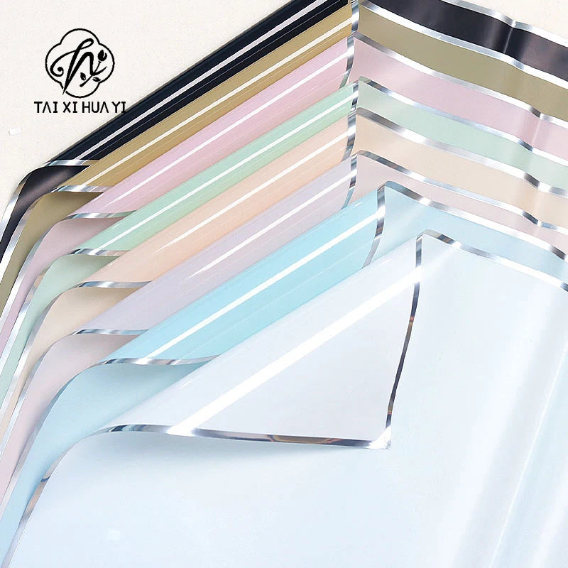 Silver Edged Semi Transparent Single-Sided Silver Ion Matte Coated Eco-friendly Recyclable Waterproof Jelly Film Bouquet Paper รูปสินค้าหลัก