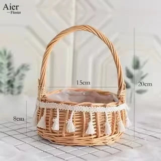 Aierflorist Handmade Eco-Friendly Multifunction Straw Seagrass Rustic Wedding Favor Party Decoration Rope Woven Basket Storage