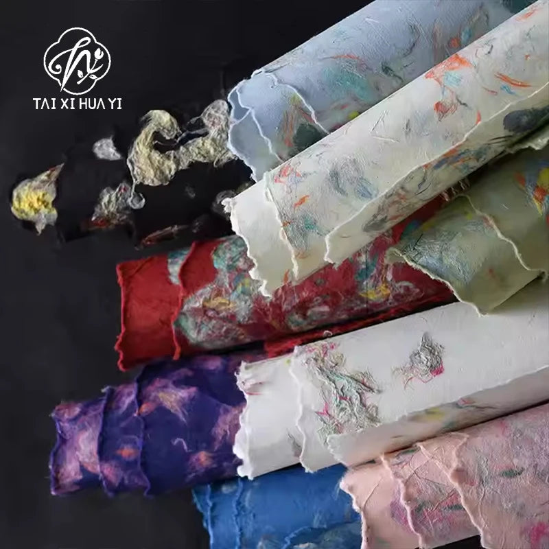 Dunhuang Art Hand-Torn Wood Pulp Wrapping Paper Coated Floral Gifts with Ancient Methods Flower Wrapping Paper