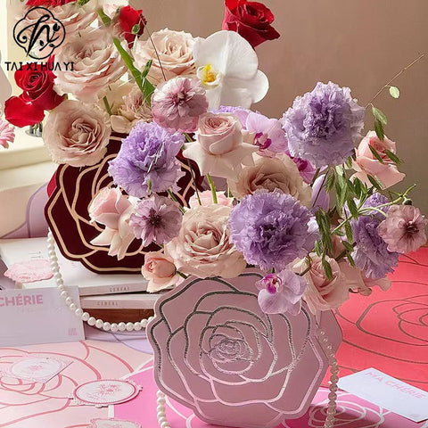 Elegant Camellia Pearl Gift Box Single Side PE Coating Synthetic Paper for Romantic Occasions Like Mother's Day Floral Present