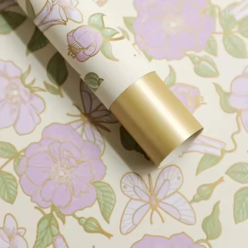 Chinese Eco-Friendly Vintage Style Camellia Flower Wrapping Paper Single-Sided Coated Water-proof Recyclable 58x58cm for Florist