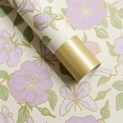 Chinese Eco-Friendly Vintage Style Camellia Flower Wrapping Paper Single-Sided Coated Water-proof Recyclable 58x58cm for Florist