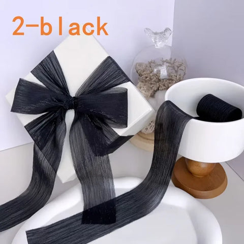 5cm Luxury Glitter Chiffon Organza Ribbon Crafts Floral Bouquets Wedding Christmas Car Party Decorations Valentine's Day Gift