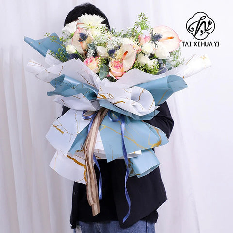 Golden Marble Patterned Flower Packaging Paper Single-Sided Matte Coated Bouquet Packaging