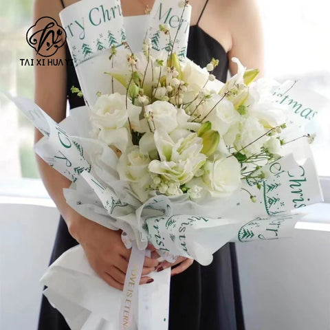 Waterproof Christmas Art Paper for Gift Wrapping Bouquet Packaging PE Coating Flower Wrapping Paper