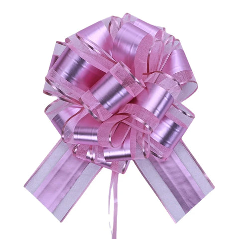 Matte Metallic Organza Pom Pom Pull Bows Floral Gift Wrapping Ribbon for Christmas Weddings Birthdays and Valentine's Day
