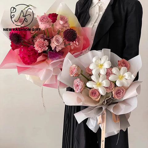 Christmas Eco-friendly Biodegradable Water-proof Single Side Coated PE Sugarcane Pulp Flowers Print Gift Wrap