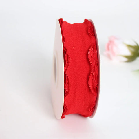 Luxury Folded Satin Ribbon Wavy Roll with Ruffled Edge-Fashionable Strap for Valentine's Day Wedding & Christmas Gift Wrapping