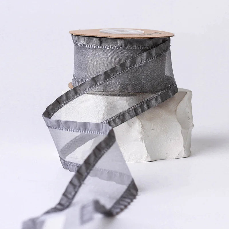 Meteorite Lime Luxury DIY Flower Satin Gift Packaging Clothing Collar Folded Skirt Edge Ribbon Accessories Christmas Wedding