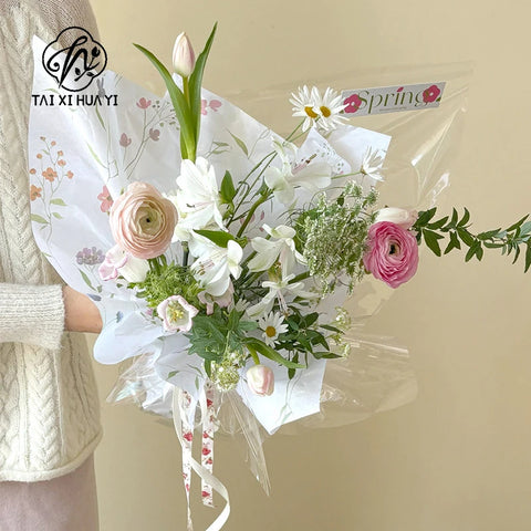 High-End Flower Wrapping Paper Hand-Rolled Ins Gift Packaging Tissue PE Coating Material