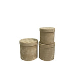 Set of 3 Velvet Round Cylinder Rigid Boxes Floral Shop Supplies for Fresh Flowers Bouquet Packaging Holiday Gift