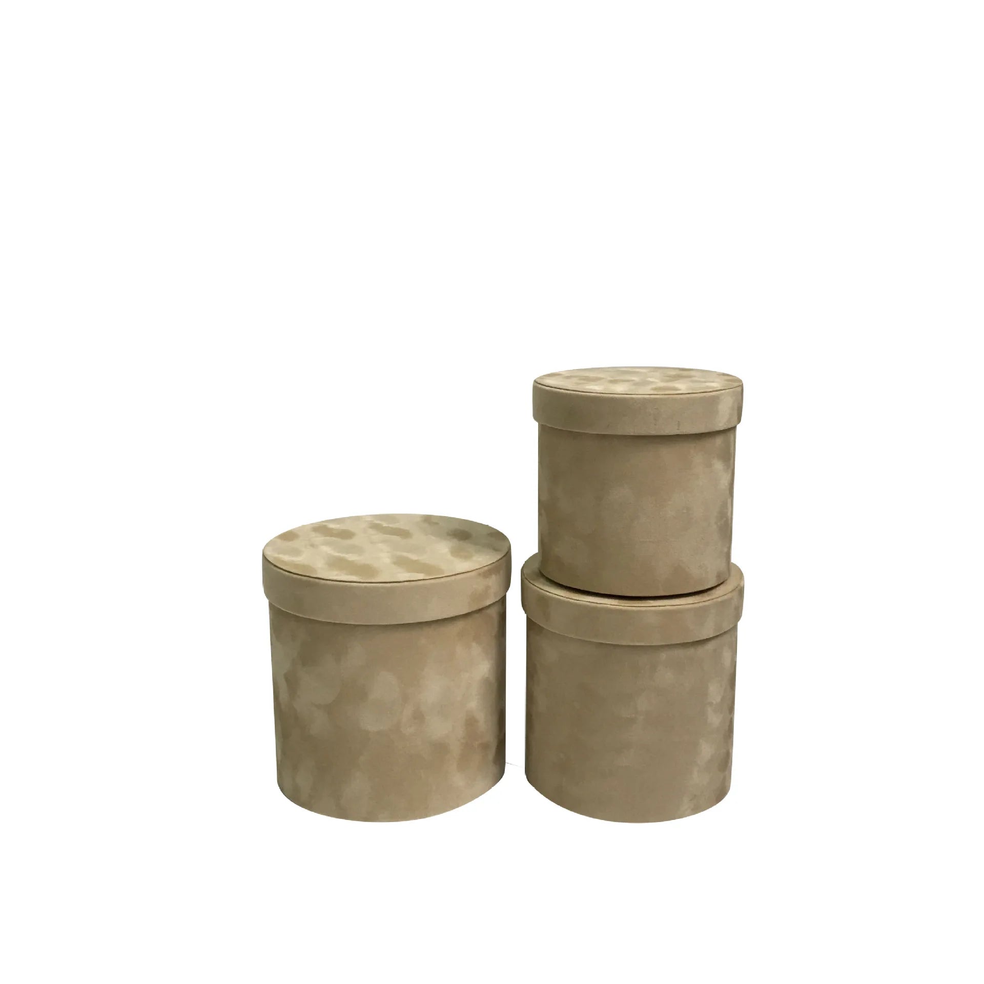 Set of 3 Velvet Round Cylinder Rigid Boxes Floral Shop Supplies for Fresh Flowers Bouquet Packaging Holiday Gift