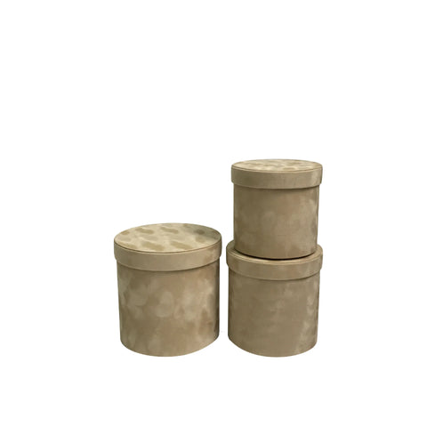 Set of 3 Velvet Round Cylinder Rigid Boxes Floral Shop Supplies for Fresh Flowers Bouquet Packaging Holiday Gift
