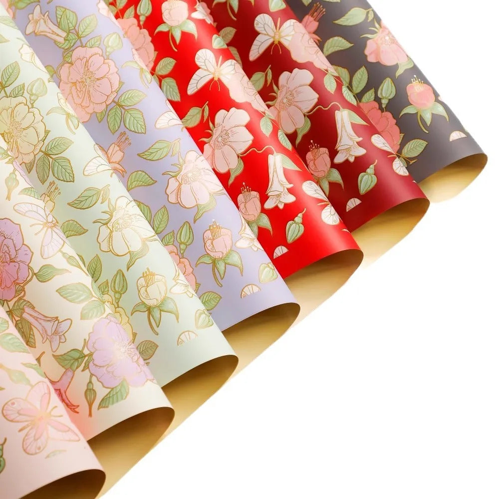 Chinese Eco-Friendly Vintage Style Camellia Flower Wrapping Paper Single-Sided Coated Water-proof Recyclable 58x58cm for Florist รูปสินค้ารอง