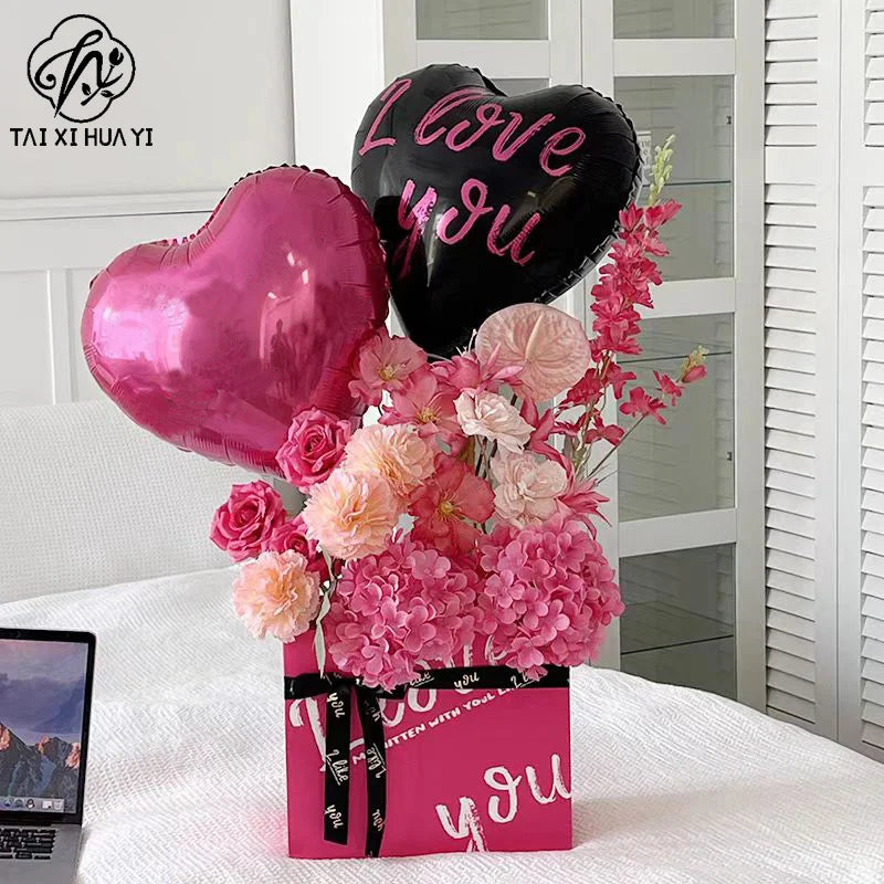High Quality Romantic Floral Wrap Supplies Kraft Paper Gift Bag for Flower Bouquet Packaging Paper Box
