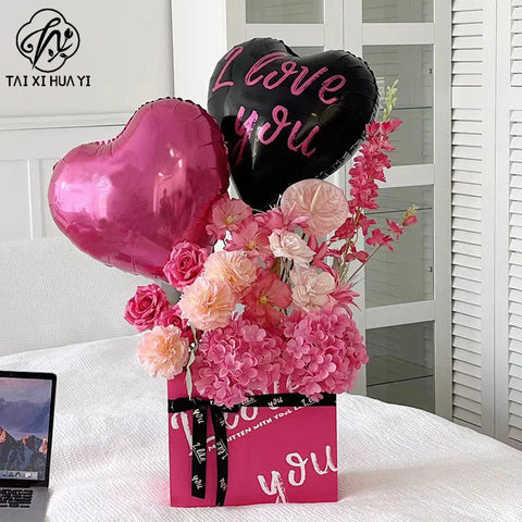 High Quality Romantic Floral Wrap Supplies Kraft Paper Gift Bag for Flower Bouquet Packaging Paper Box