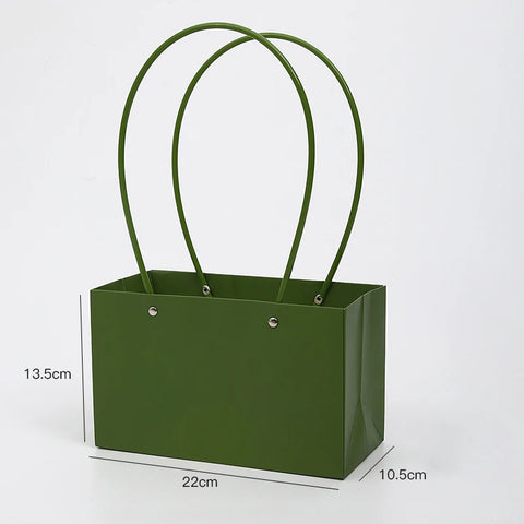 Waterproof Rectangular Flower Box Small Paper Bag with Handle Candy Color Bouquet Packaging Gift Box Tote Box for Flowers Candy
