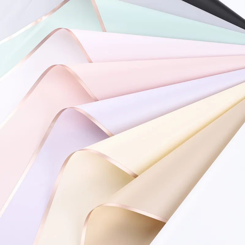 Golden Border Jelly Film Single-sided Coated Semi-transparent Matte Waterproof Flower Packaging Paper