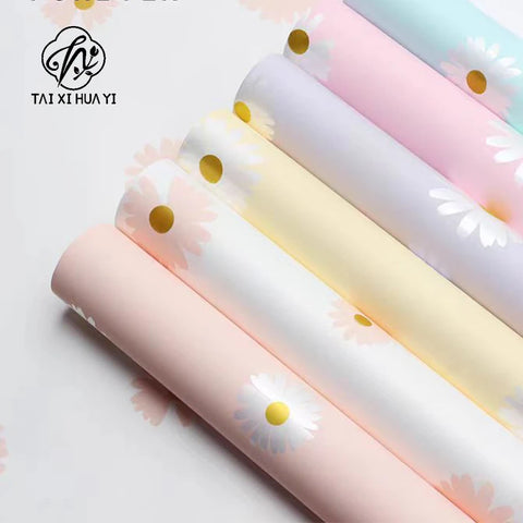 Simple and Fresh Flower Printed Waterproof Material for Flower Shop Bouquet Packaging Paper