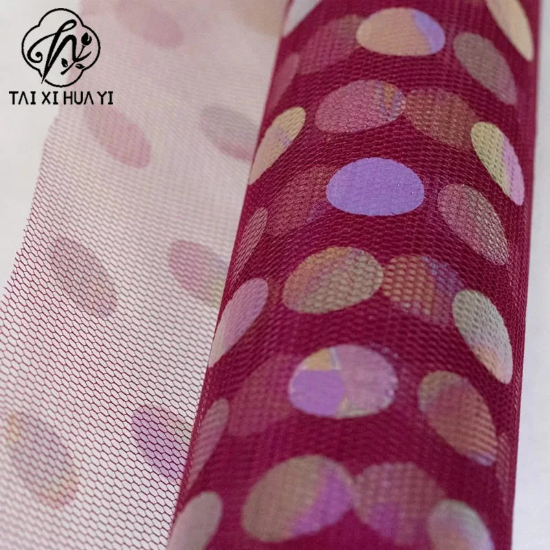 Colorful Wave Dot Flower Arrangement Packaging Mesh Single Side Coated Flower Yarn for Bouquet Packaging