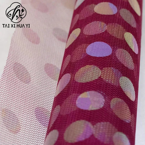 Colorful Wave Dot Flower Arrangement Packaging Mesh Single Side Coated Flower Yarn for Bouquet Packaging