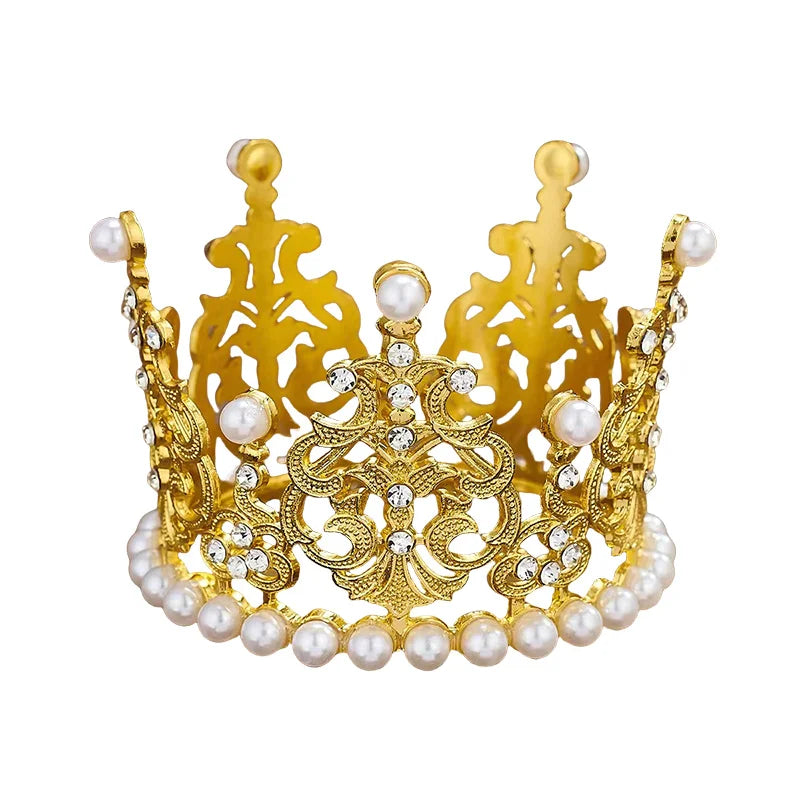 Princess Wedding & Birthday Party Supplies New Rhinestone Crown Cake Topper Children's Hair Accessories in Metal for Christmas