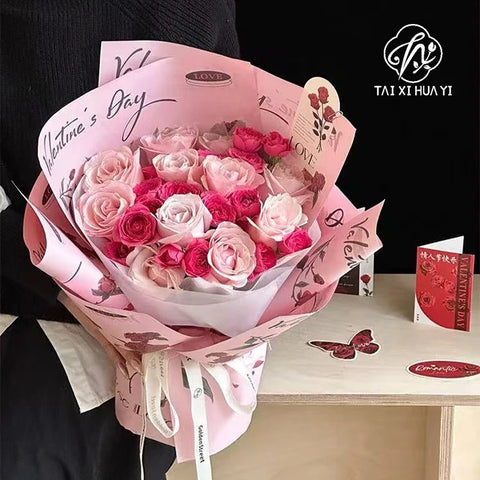 Rose Diary Coated Kraft Paper Bouquet Internet Celebrity Paper Flower Packaging Gift Paper