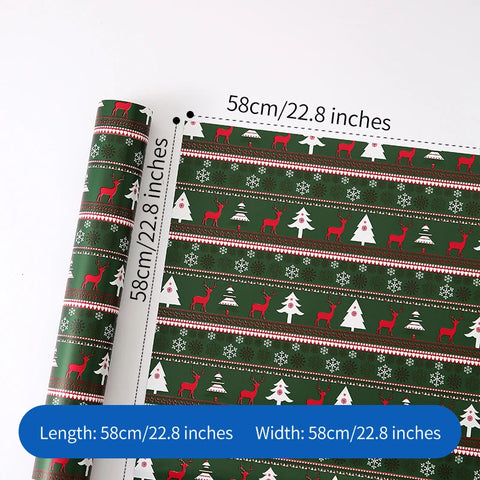 Christmas Floral Unique Gift Wrapping Paper Waterproof Reindeer Red Green Flower Patterns Single Side Coating