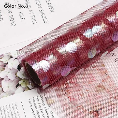 Colorful Wave Dot Flower Arrangement Packaging Mesh Single Side Coated Flower Yarn for Bouquet Packaging
