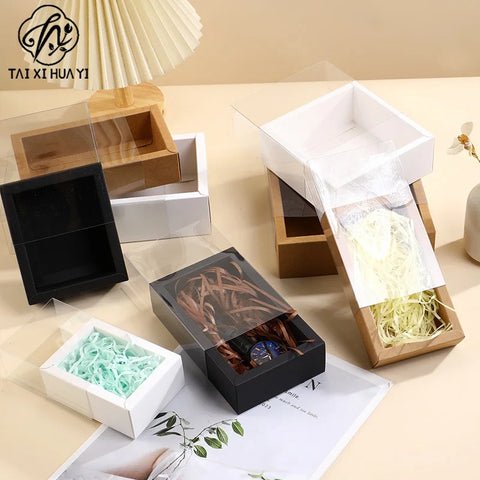 Customized Eco-Friendly Plastic Folding Drawer Boxes with Offset Printing White Transparent Gift Boxes