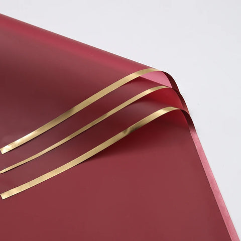 58*58cm Virgin Art Paper Roll Golden Edge Waterproof PE Coating Plastic Floral Gift Wrapping Packaging Florist