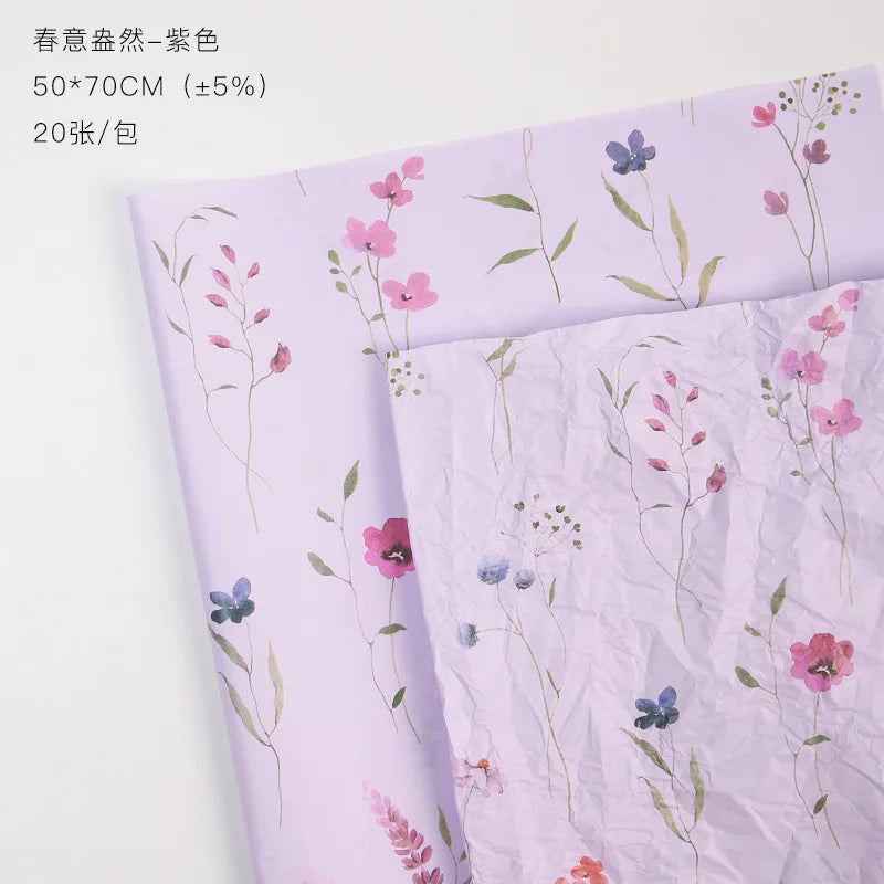 Wholesale Coated Flower Wrapping Paper Colorful Floral Pattern Waterproof Bouquet Packing Paper for Florists