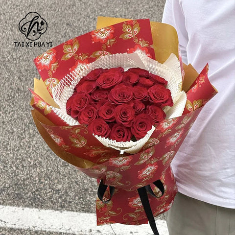 Colorful Flower Pattern Printed PE Coated Virgin Pulp Waterproof Flower Wrapping Paper for Florist Supplies