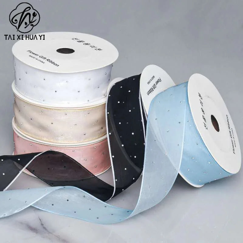 Fashionable 4cm Eco-Friendly Satin Beaded Lace Ribbon Colorful Wedding & Christmas Trim French Lace Women's Bow Knot