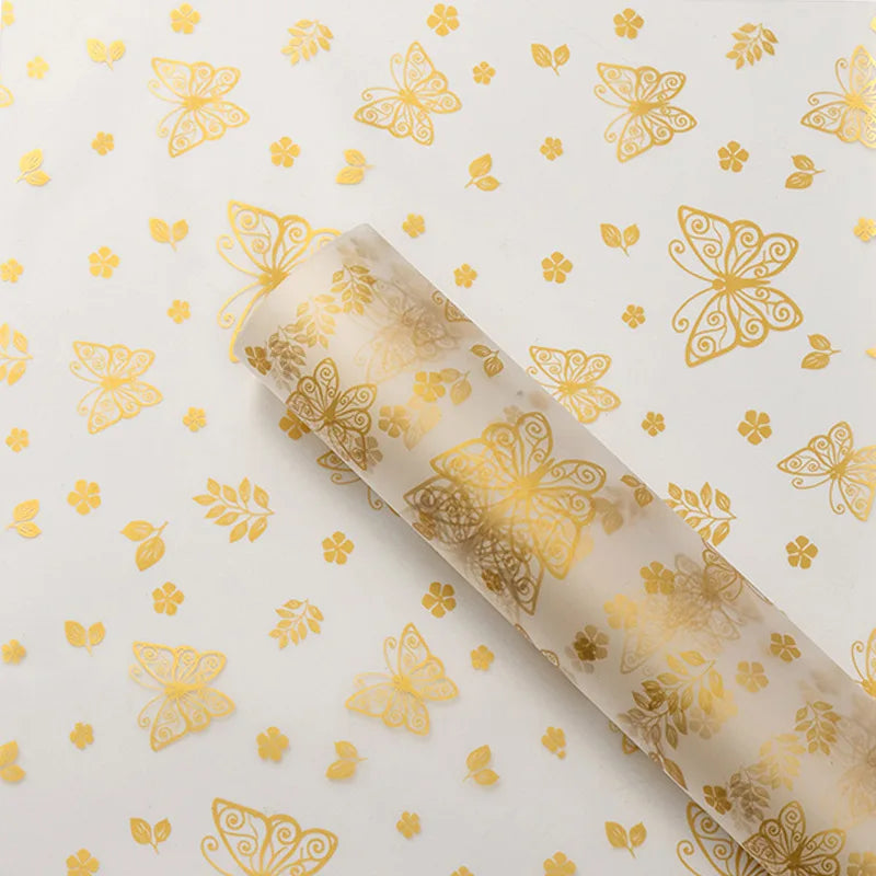 Butterfly Printed Flower Wrapping Paper PE Coated Art Paper Waterproof 57*57cm Custom Birthday Wedding Gift Wrapping