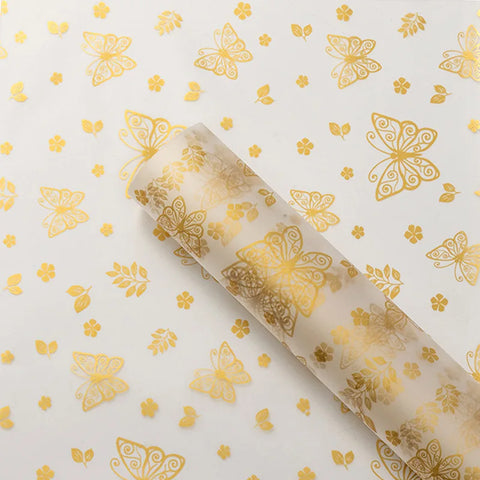 Butterfly Printed Flower Wrapping Paper PE Coated Art Paper Waterproof 57*57cm Custom Birthday Wedding Gift Wrapping