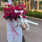 Valentine's Day Square Oversized Tote Ins-Inspired Flower Bouquet Wrapping Bag Lamination White Luxury Eco-Friendly Gift