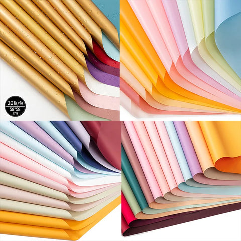 Flower Wrapping Paper Solid Color Two-color Waterproof Recyclable DIY Packaging Material for Stickers Crafts Flower Shop