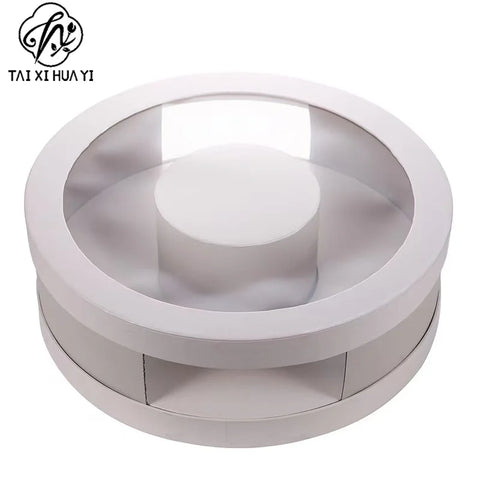 Portable Transparent Cylinder Flower Packaging Box Handle for Valentine's Day Embossed Matt Lamination Rigid Boxes for Bouquet