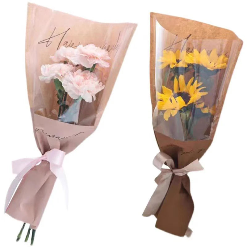 Plastic PE Virgin Waterproof Recyclable Flower Bouquet Bags Transparent Packaging for Valentine's Day Florist Supplies and Gifts Main image