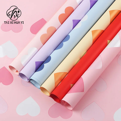 Viral Neon Heart Gift Wrap, Waterproof Valentine's Paper for 520 Flower Bouquet and Instagram Style Papel Coreano