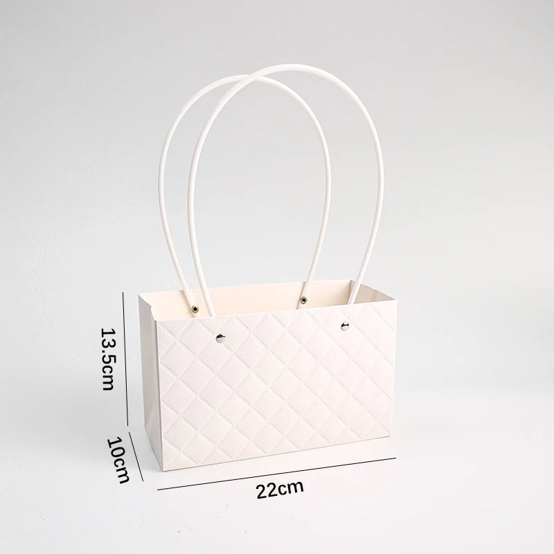 Macaron-Colored Rectangular Tote Single-Sided PE Coating Waterproof Diamond Embossed Flower Craft Paper Packaging Box