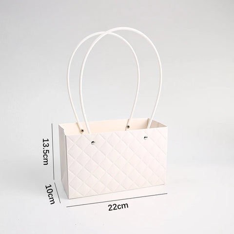 Macaron-Colored Rectangular Tote Single-Sided PE Coating Waterproof Diamond Embossed Flower Craft Paper Packaging Box
