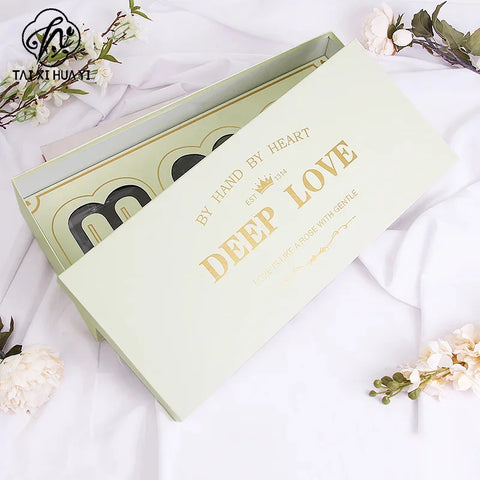 Mother's Day High-end Coated Paper Heart-shaped Gift Box with Sweet Words From Mom Floral Craft Flower Arrangement Rigid Box