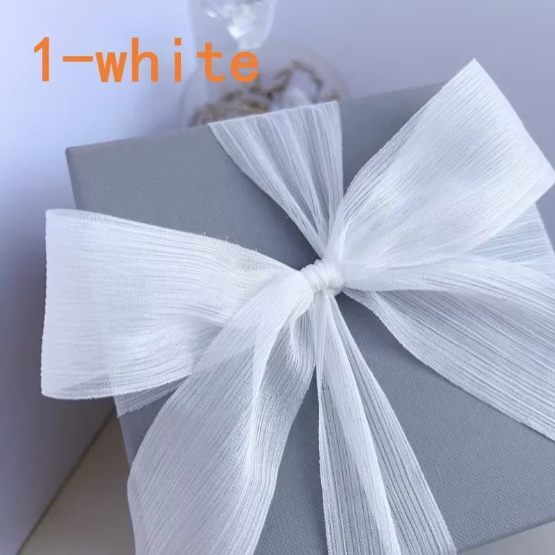 5cm Luxury Glitter Chiffon Organza Ribbon Crafts Floral Bouquets Wedding Christmas Car Party Decorations Valentine's Day Gift