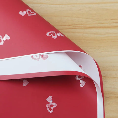 Happy Valentine's Day Waterproof Heart Flower Design Wrapping Paper Simple Bouquet Gift Packaging with PE Coating