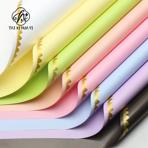 Macaroon Flower Wrapping Paper 57*57cm PE Coated Material for Gifts and Floral Art Wholesale From Flower Shop