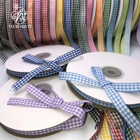 Solid Color Scottish Plaid Straps with Flowers Bows Ribbons for Hair Decorative Cake Box for Wedding and Christmas