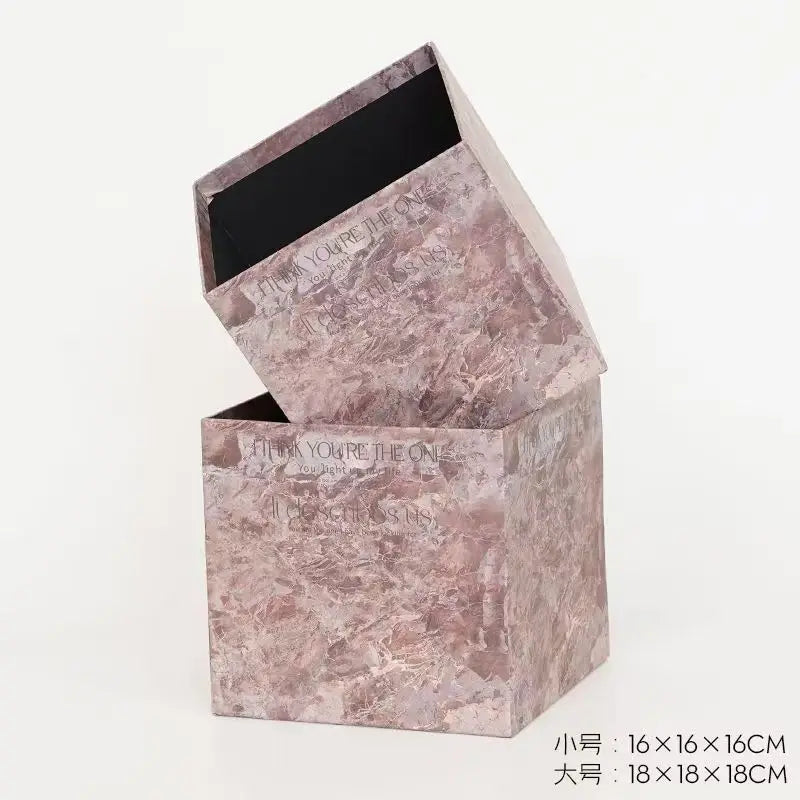 Marble Pattern Square and Round Paper Packaging Gift Set Offset Printed Rose Bouquet Plum Jam Plum-Purple Sauce Gift Boxes